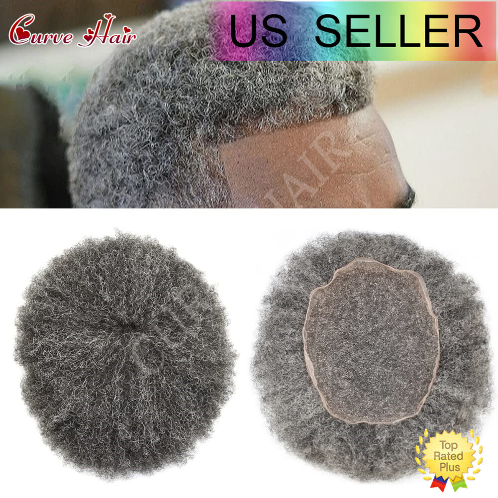 US Afro Curly Weave Mens Toupee HairPiece Full Lace African American Hair Syste