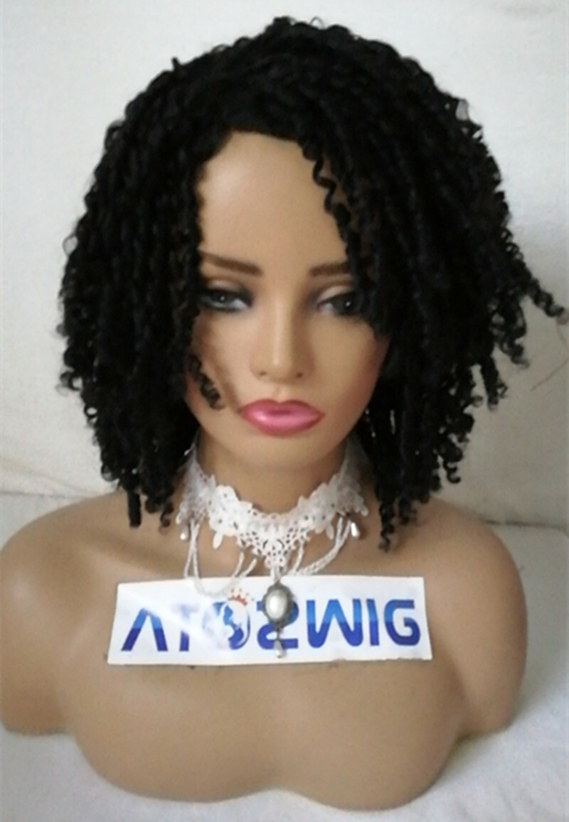 Dreadlock Wig Short Twist Wigs for Black Women Short Curly Braided Natural Black
