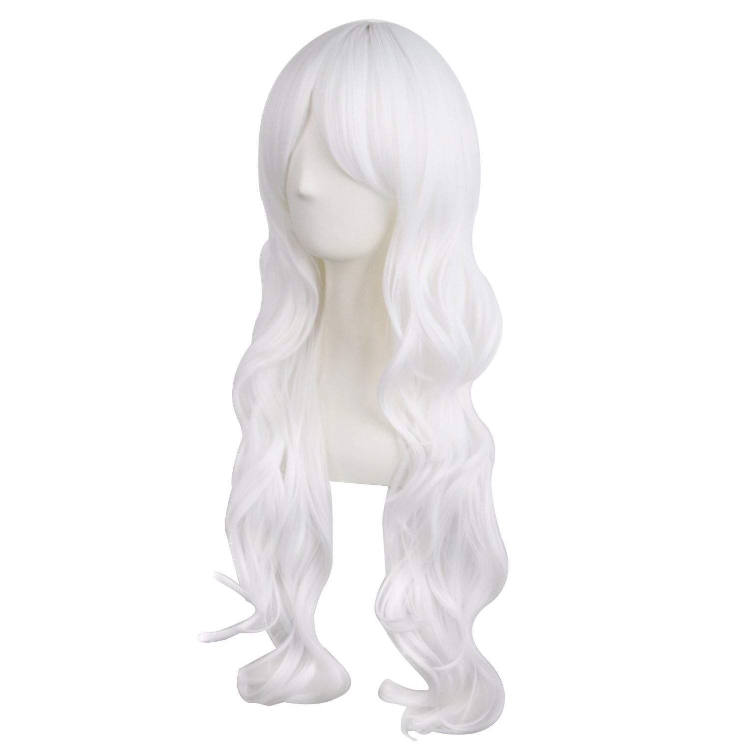 28″/70cm Charming Women’s Long Curly Full Hair Wig (White)