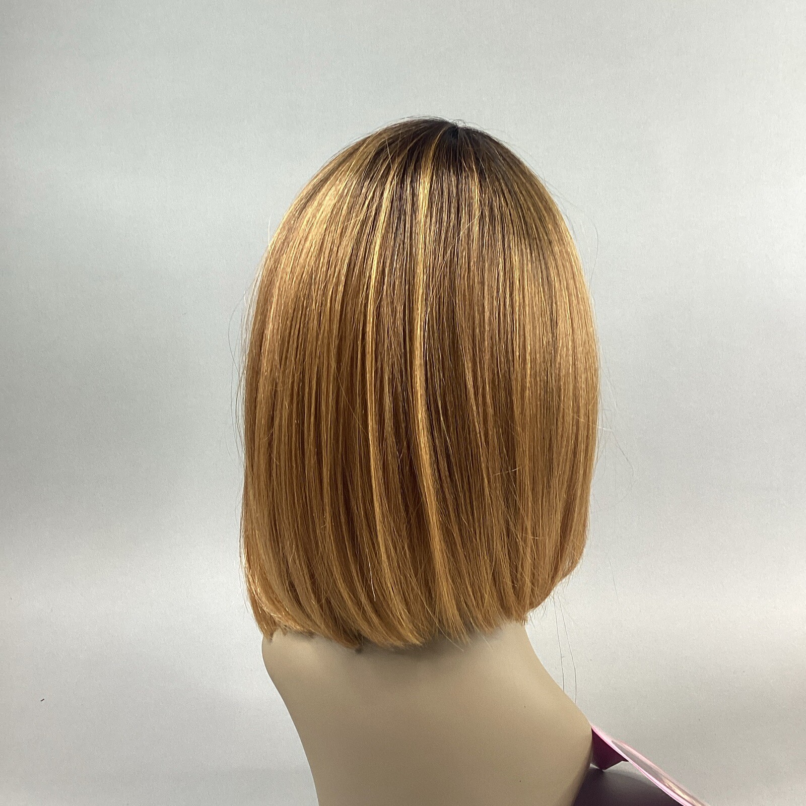 Meghan 12” #DR Golden Amber Honey Brown Blonde Straight Synthetic Wig