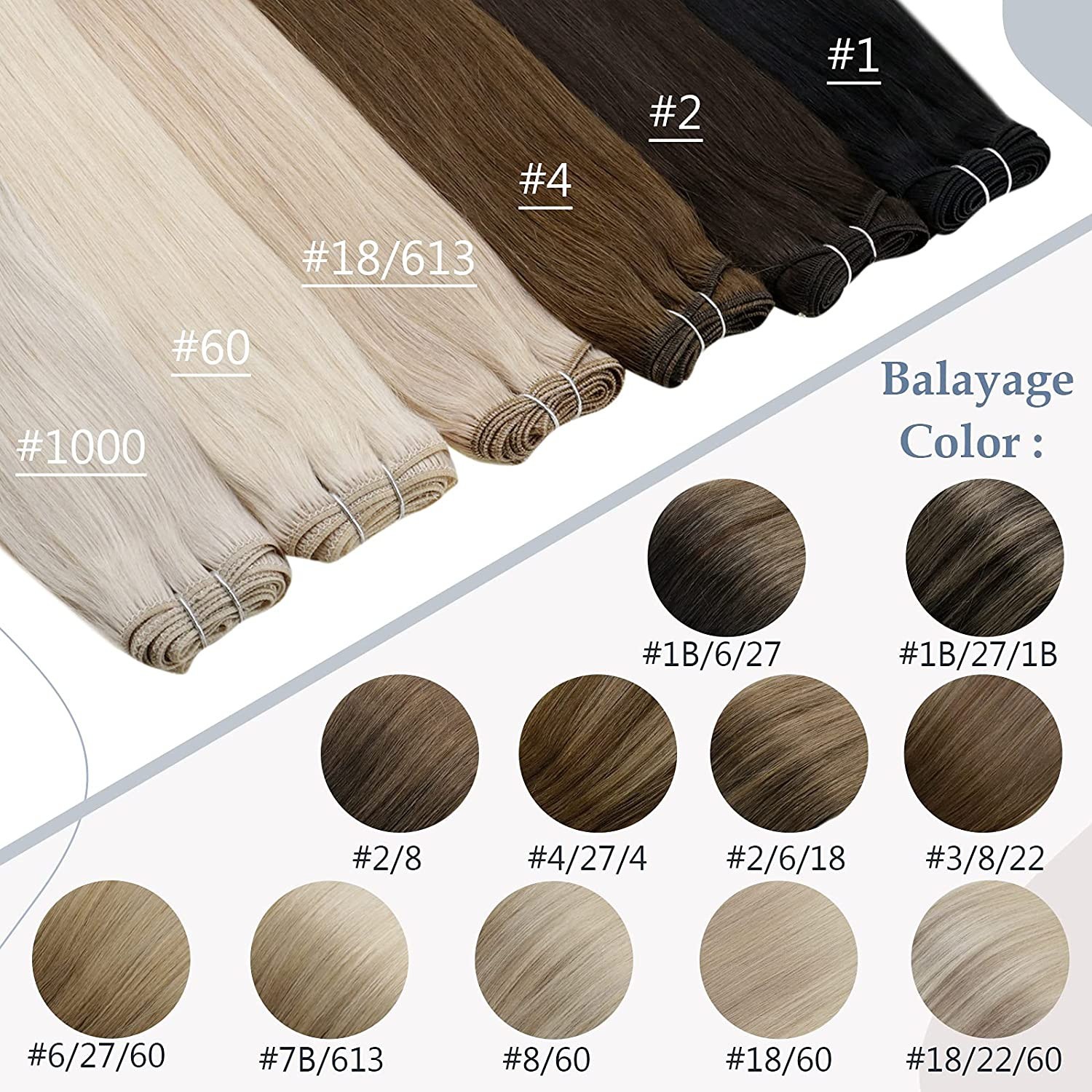Weave Double Weft Hair Extensions Human Hair Bundles Sew in Remy Hair Colored