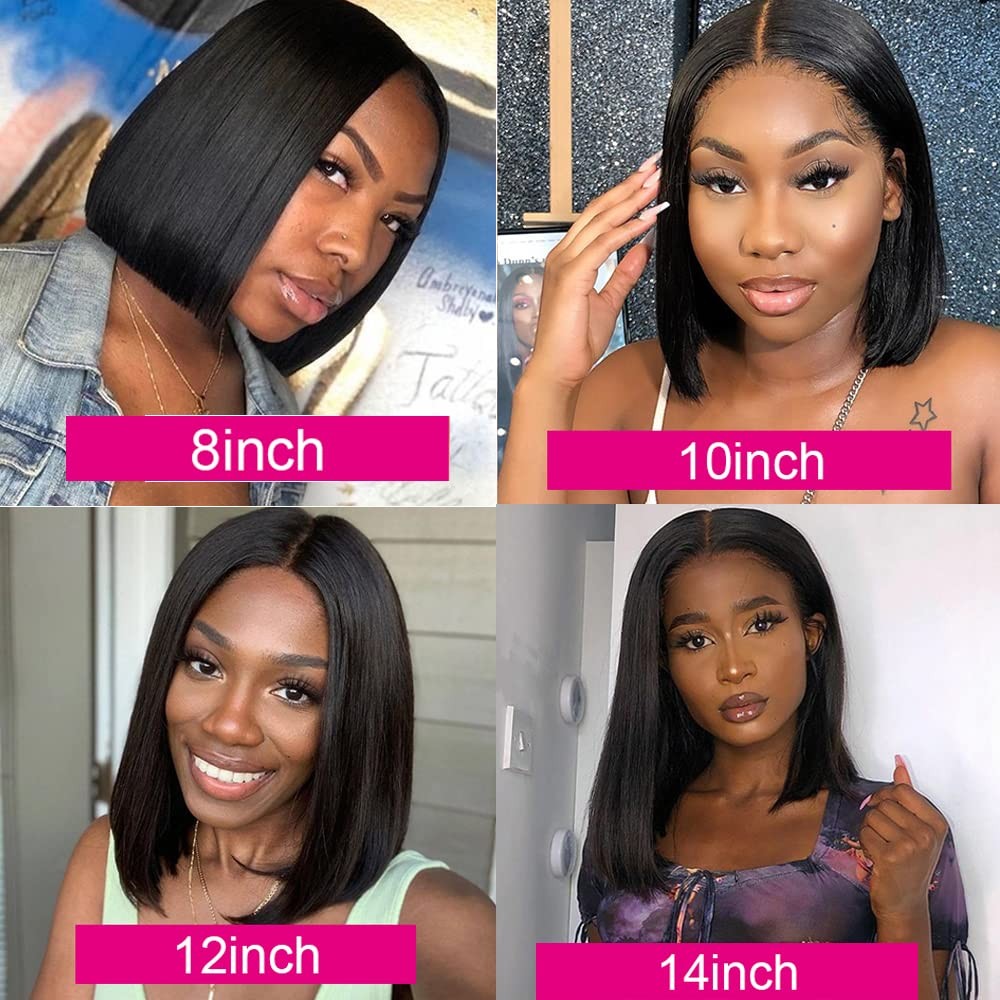 Rismale Hair Short Bob Wigs Human Hair 4X1 Lace Closure Wigs Brazilian Straight