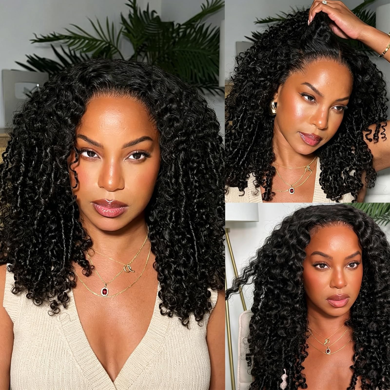 Burmese Curly Half Wig Human Hair with Spiral Curls Wear and Go Glueless Curl…