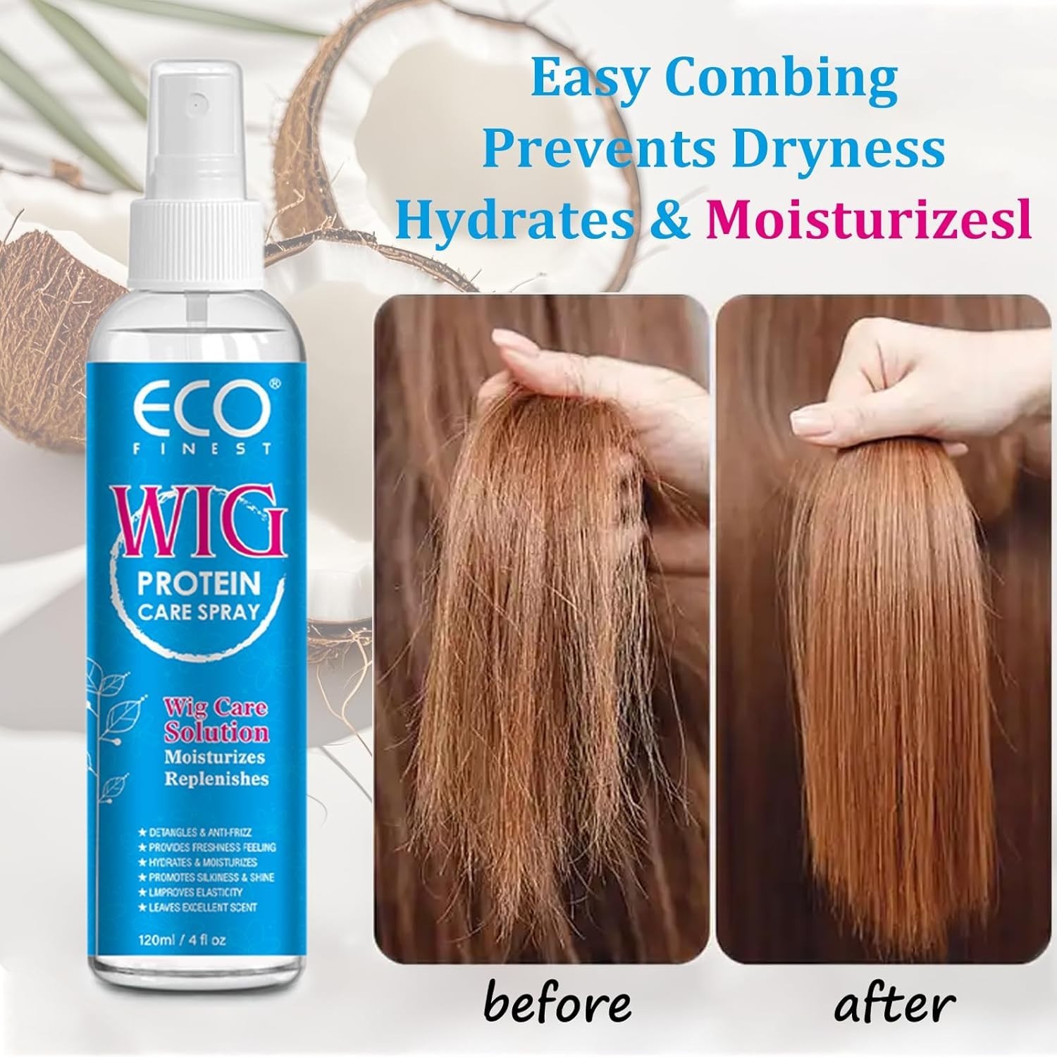 Wig Hair Care Spray for Synthetic and Natural Hair Wigs, Smooth and Anti-Frizz,