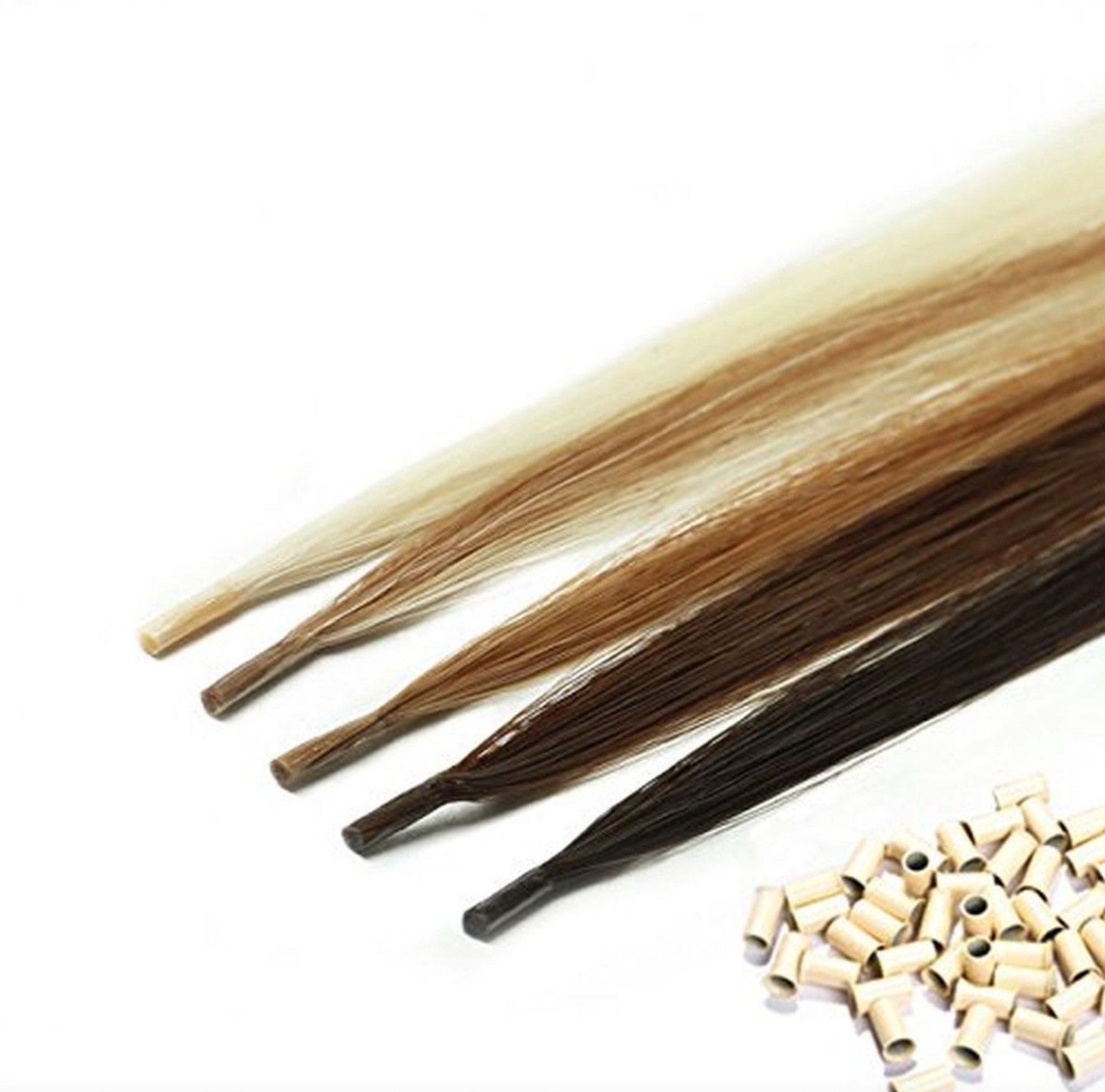 16″ 18″ 20″ I-Tip stick tip micro tube ring hair extensions heat free bonds REMY