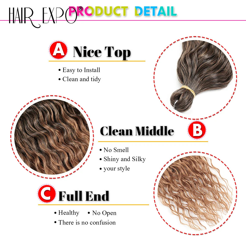 30 Inch Soft Synthetic Ariel Curl Deep Wave Twist Crochet Braids Hair Extensions