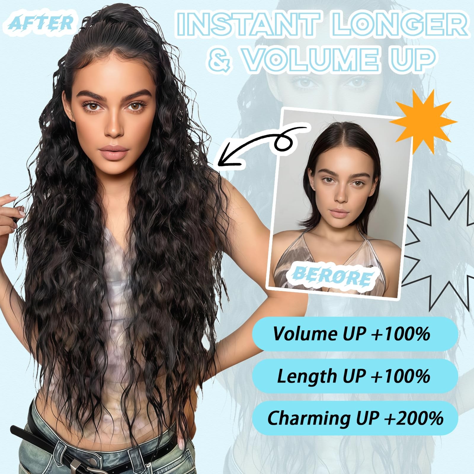 LEDIZE Ponytail Extension, Claw Clip on Pony tails 18 Inch, Chocolate Brown