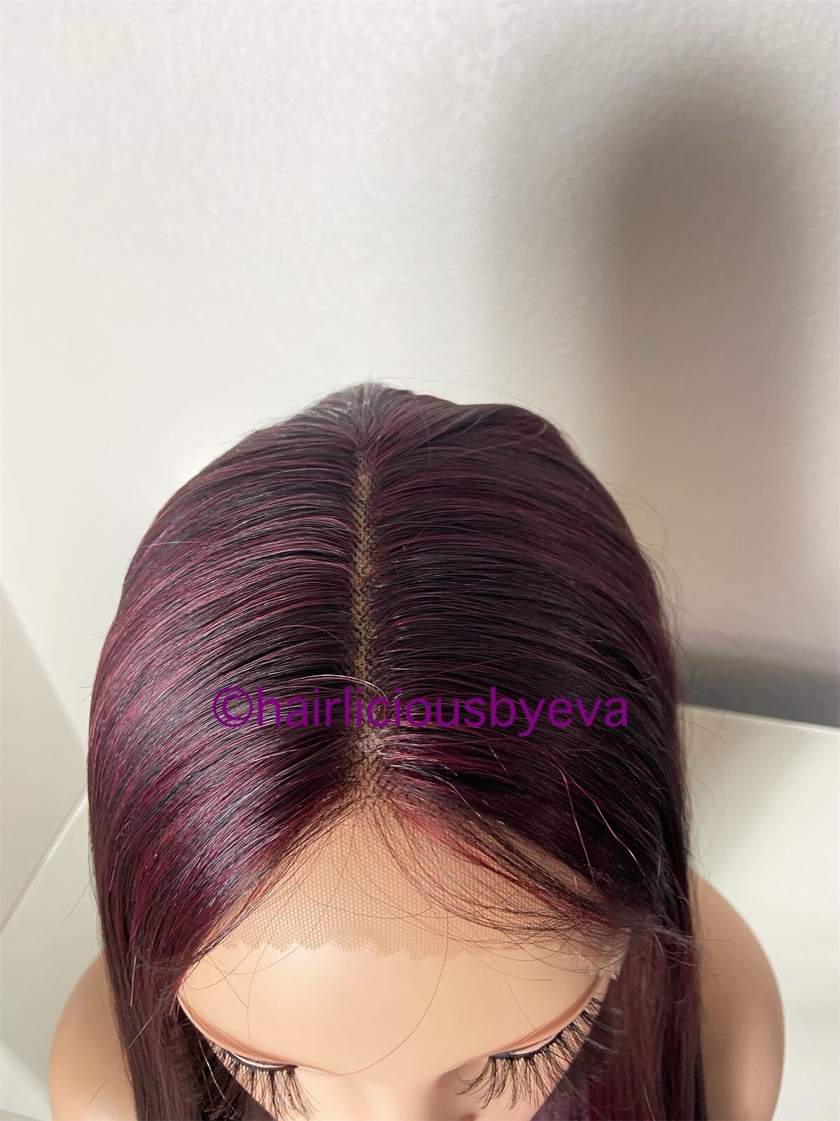 Red Burgundy Wig 99j Lace Front Middle Part Straight 26 Inch Long Heat Ok
