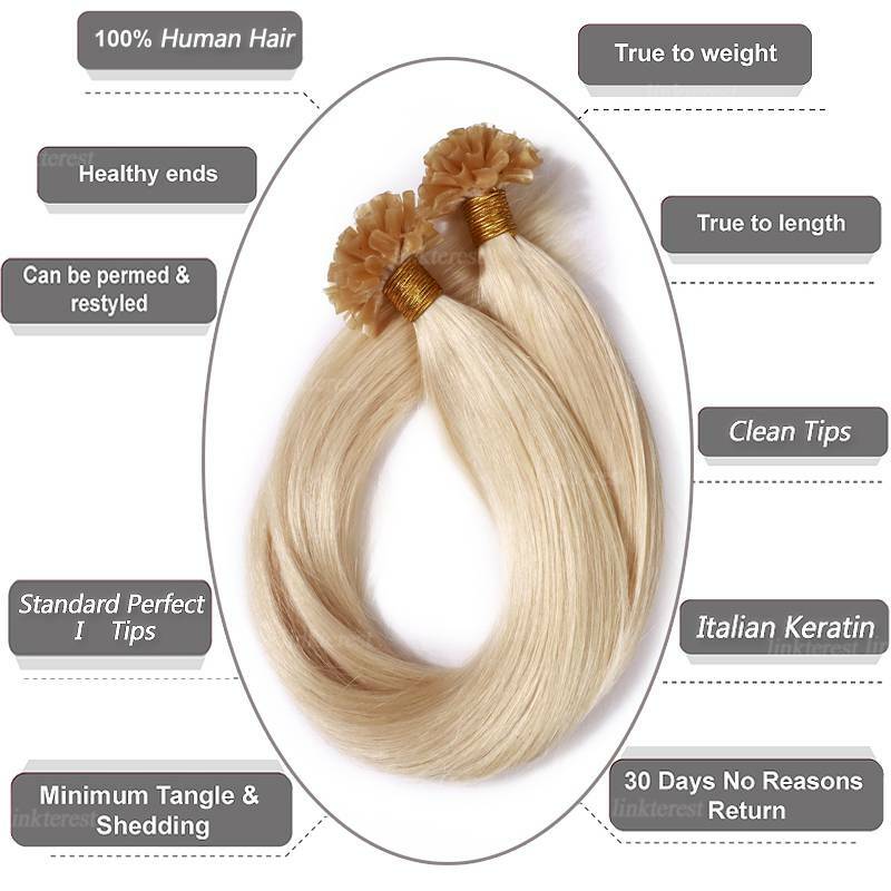 AAAAA Indian Keratin 1g/s Nail U Tip Per Bonded Real Remy Human Hair Extensions
