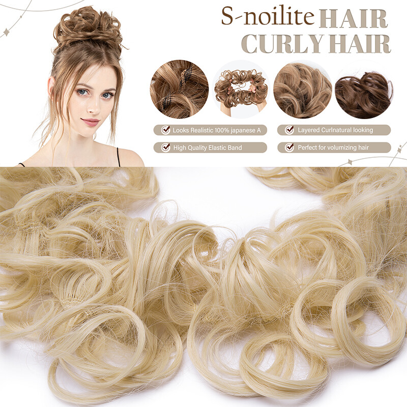 Long Curly Messy Bun Piece Scrunchie Updo Thick Hair Extensions Real As Human US