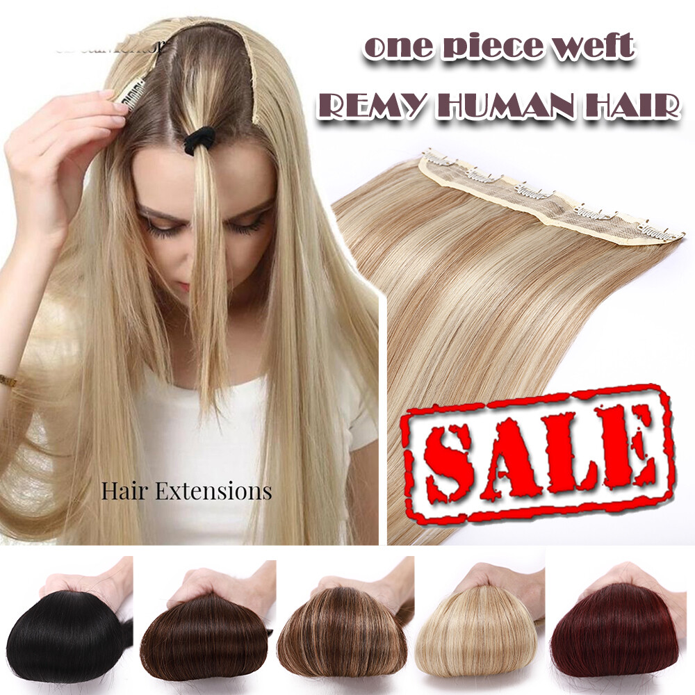 One Piece Clip In 100% Human Hair Extensions 3/4 Full Head THICK Invisible Weft