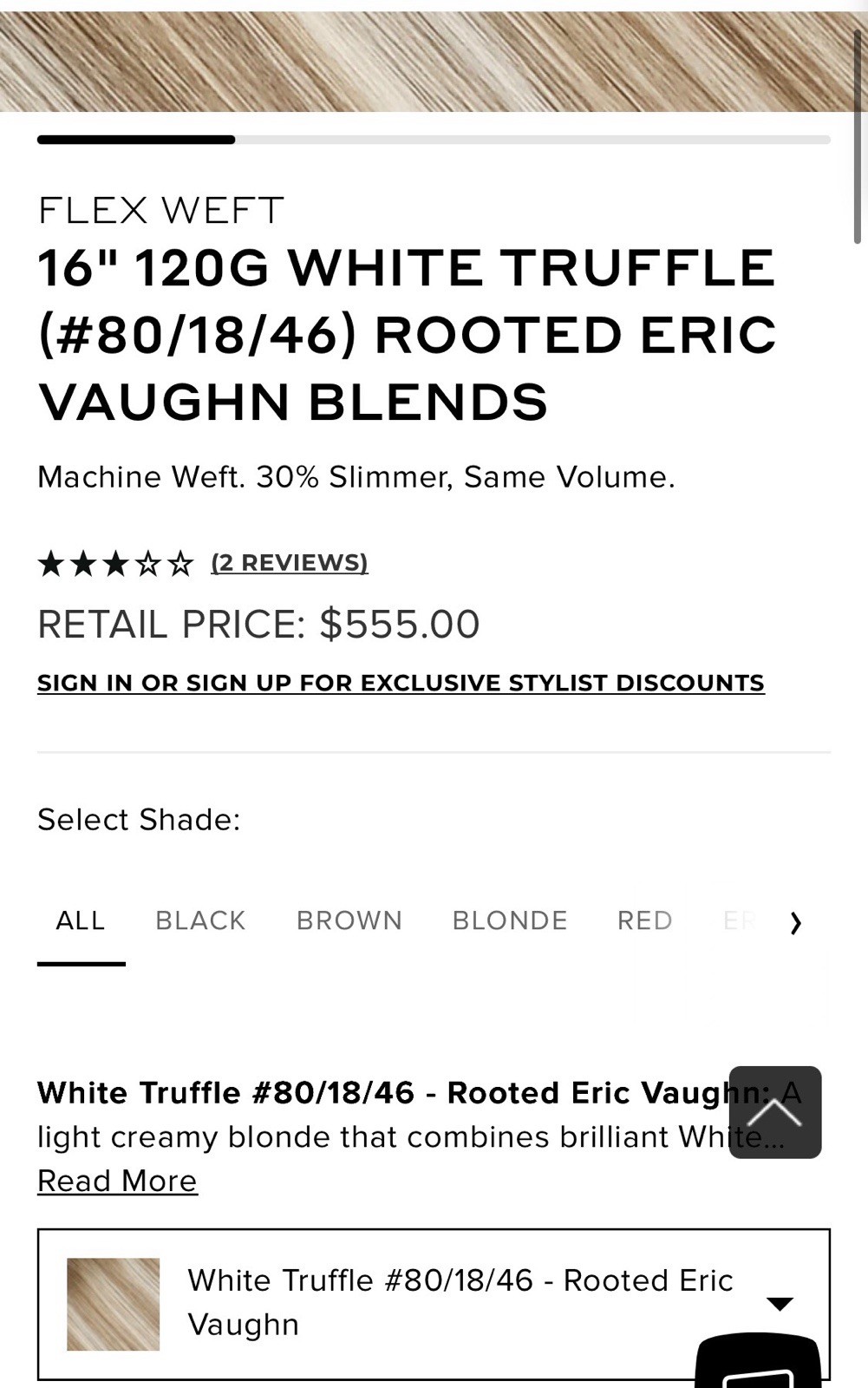BELLAMI FLEX WEFT 16in Rooted White Truffle #80/18/46 Piano 120g