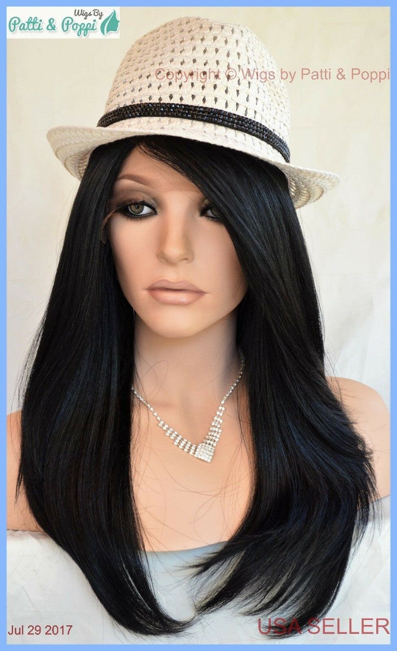 Swiss Lace Front Wig by Sepia 4X4 Silk Top Heat Safe Long Thick Color #1 1237