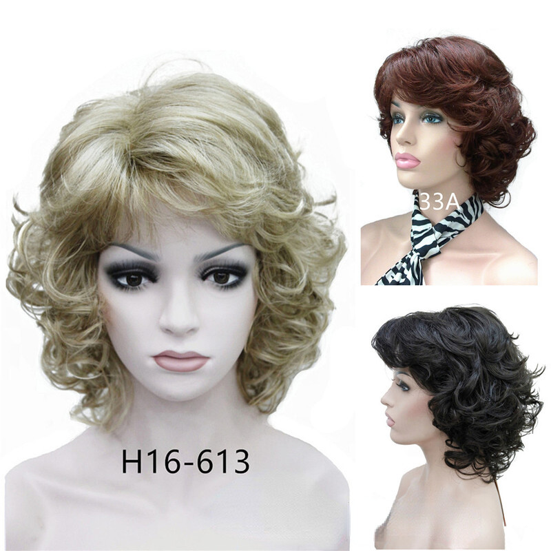12 Inch Short Women Curly Wavy Bob Wig Fluffy Dark Blonde Hair Cosplay Casual US