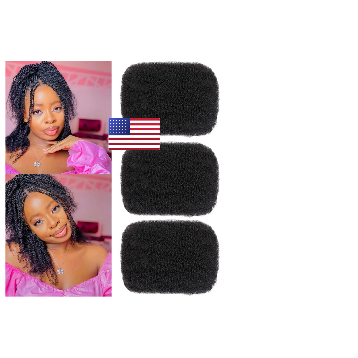 Obeani Afro Kinkys Bulk Human Hair For Braiding 30G/Pc Brazilian Remy Human