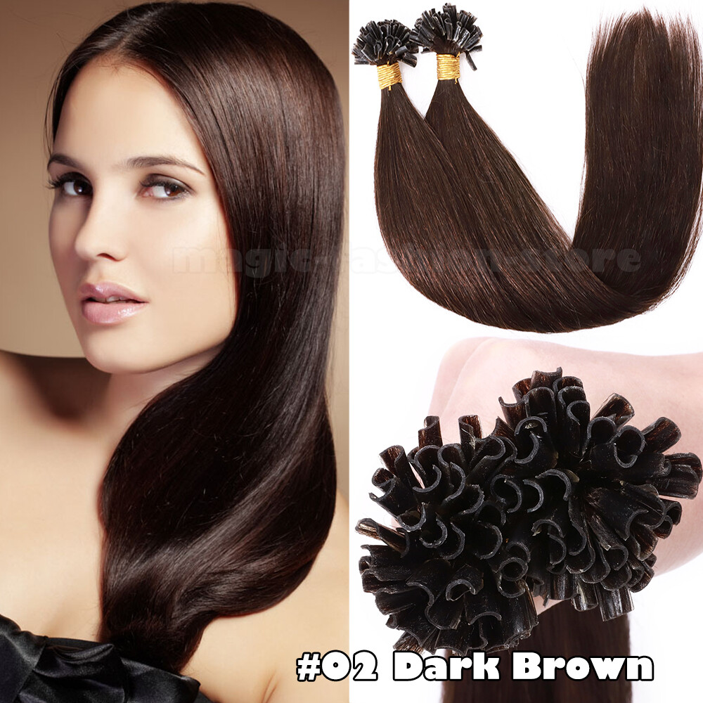 Nail U Tip Human Remy Hair Extension Long keratin U tip pre bonded/Straight 0.5g