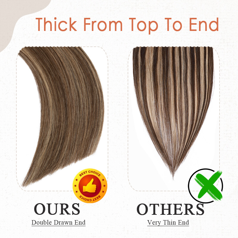 Tape In 12″-24″ Remy 100% Real Russian Human Hair Extensions Invisible Skin Weft