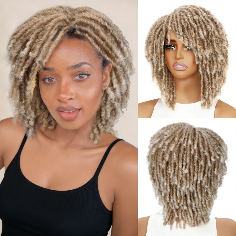 Short Wig for Women, Light Brown Curly Bob Wig for Daily & Party Use