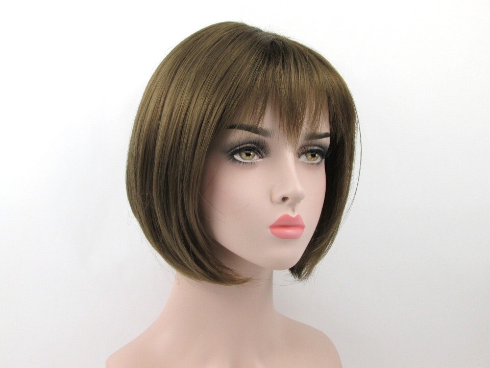 WOMENS SHORT CHIN-LENGTH STRAIGHT HAIR BOB STYLE WIG W/ WISPY BANGS JESSE