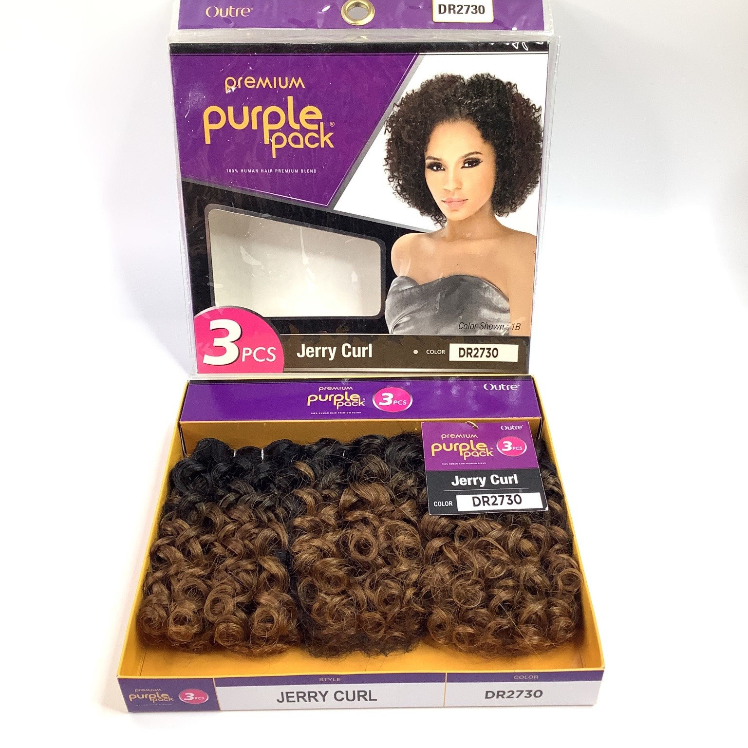 Outre Premium Purple Pack Jerry Curl Hair Extensions DR2730 3 PCS Human Hair