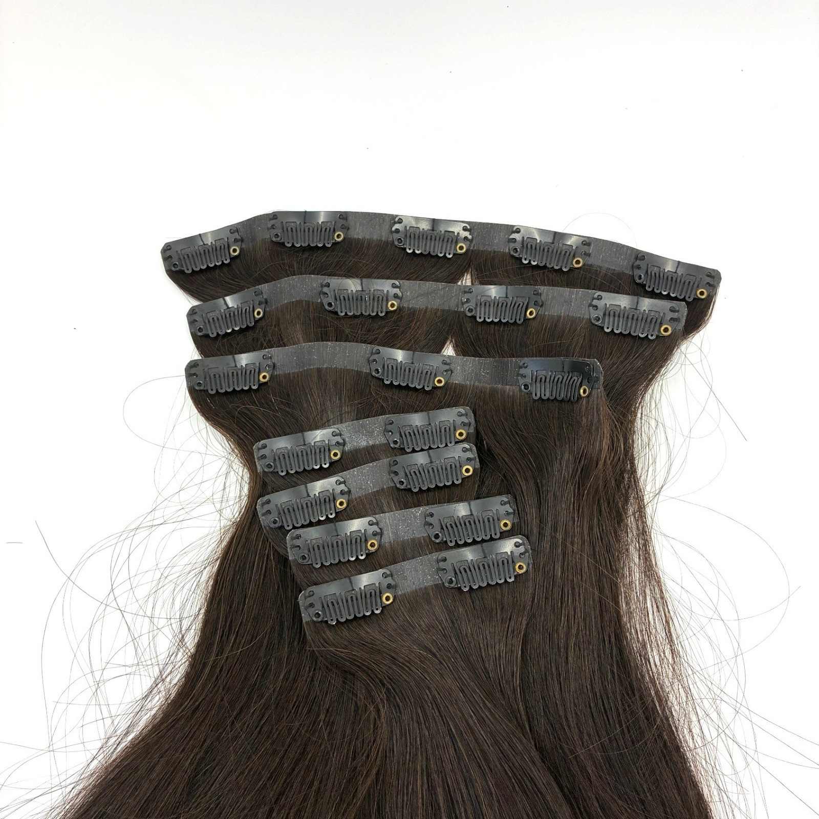 Glam Seamless Invisi-Clip Hair Extensions #1B Off Black 7 Wefts 16″ 140g NWOT