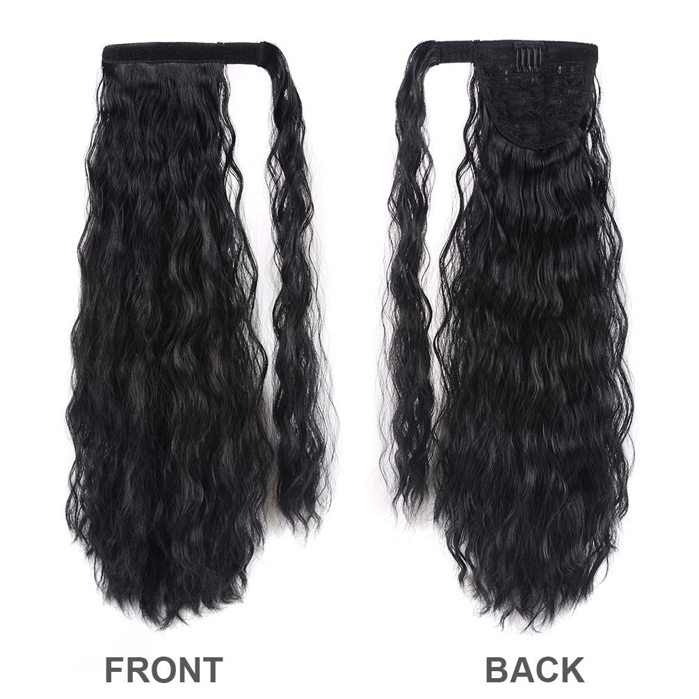 Corn Wave Ponytail Extension Clip in – 22 Inch Long Wavy Curly Wrap around Pony