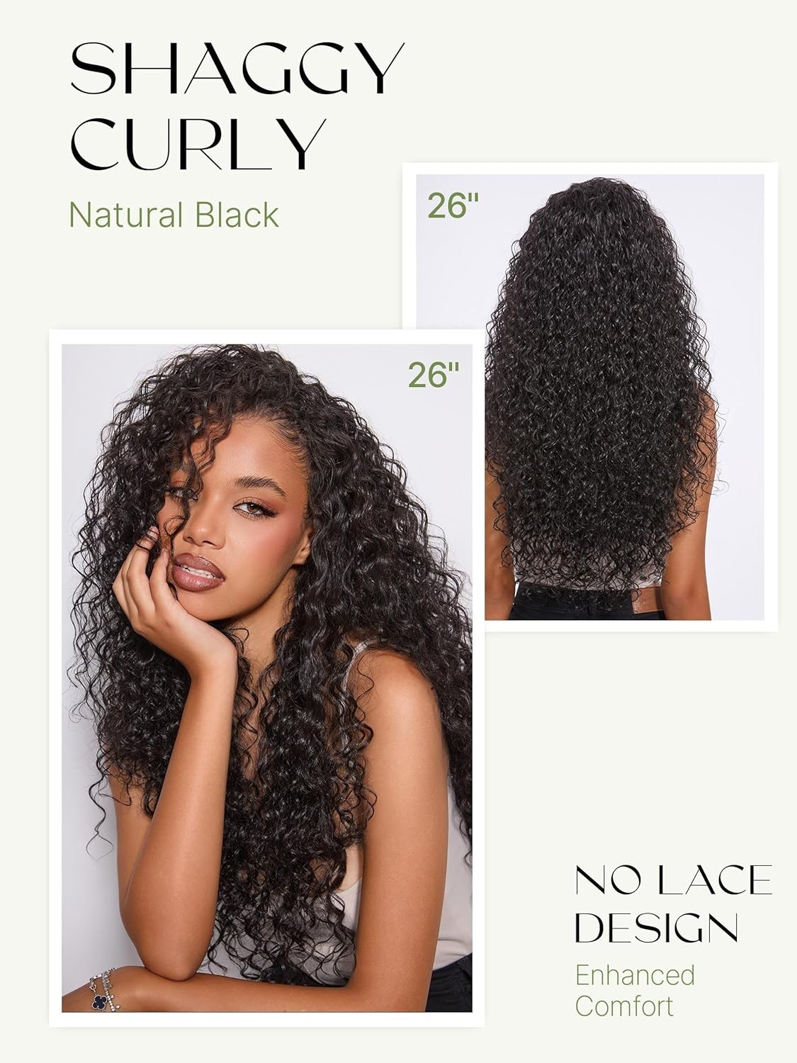 Curly Glueless Half Wig 26 inch Veralux™ Synthetic Fiber & Human Hair Blend
