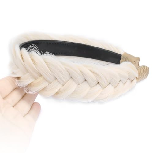 Wide Messy Braided Headband With Teeth Synthetic Hair Plaited Headband High