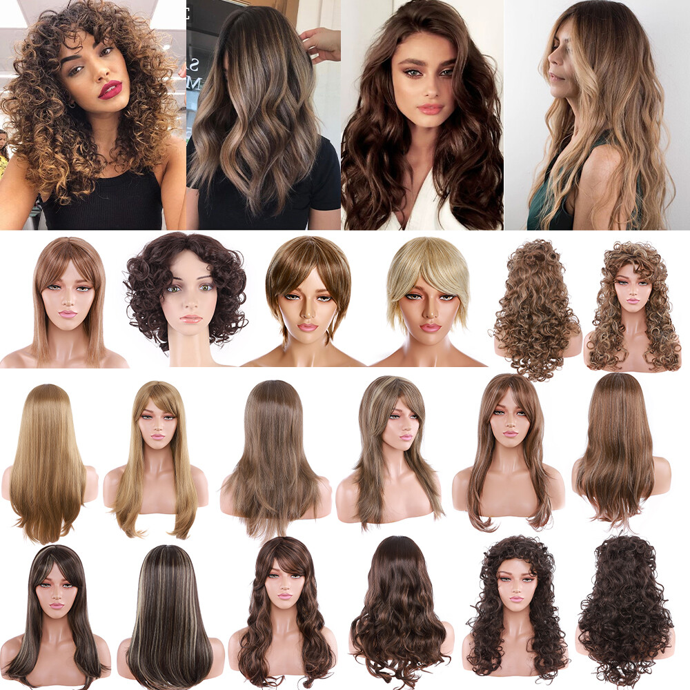 1PCS Ombre Brown Wigs for Women Fashion Shoulder Length Wigs Daily Cosplay Use