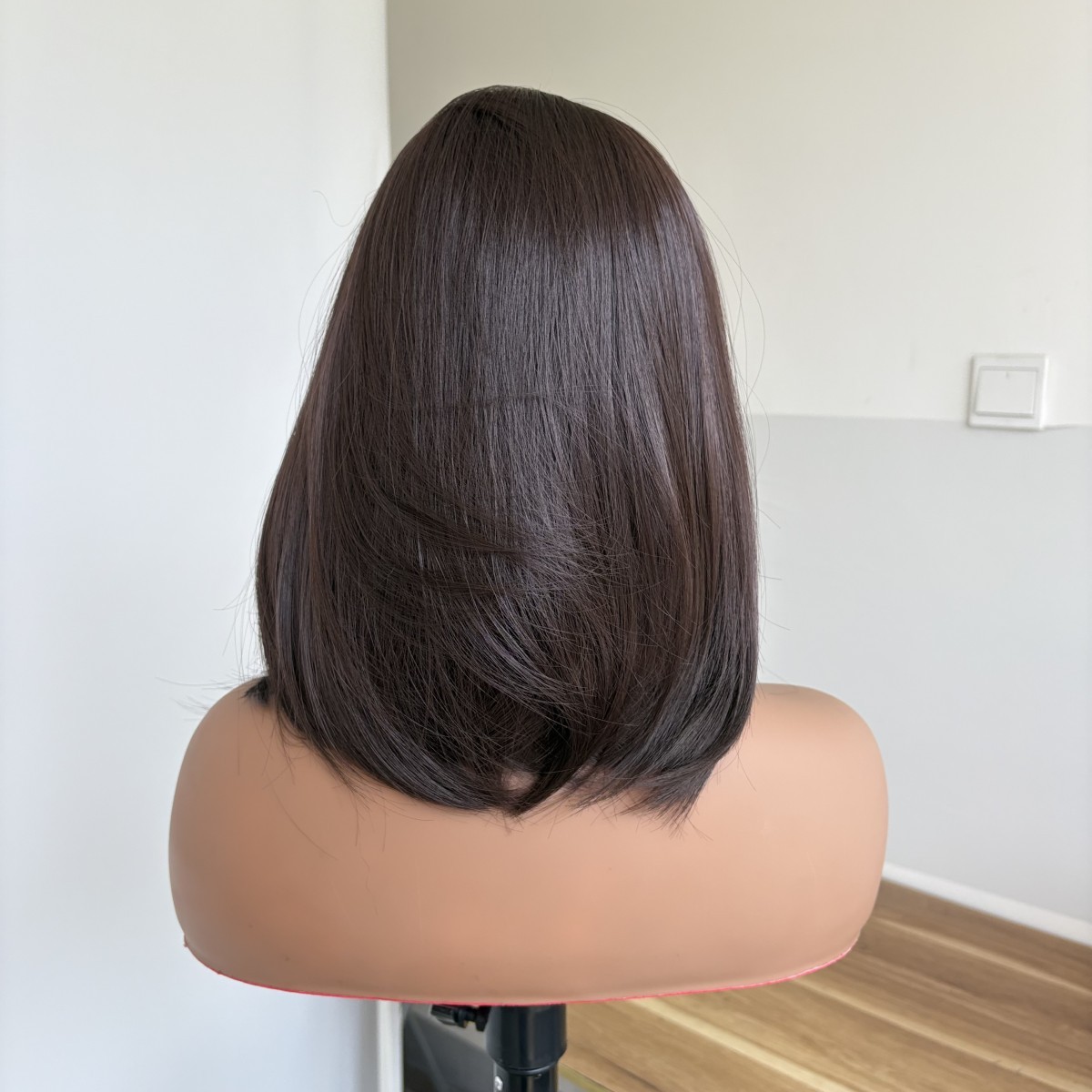 Heat Resistant Synthetic Hair Dark brown Bob Straight Dress Up Wigs With Bangs