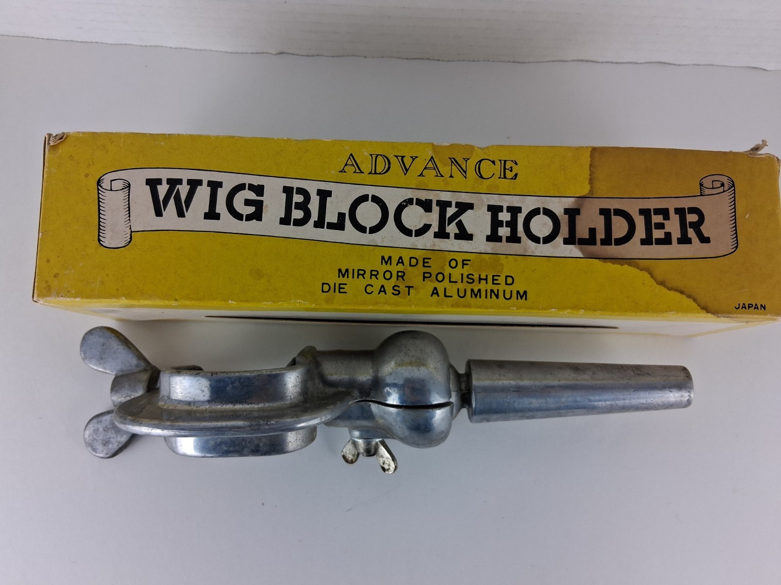 Vintage Advance Wig Block Holder Die Cast Aluminum Metal Mount Clamp