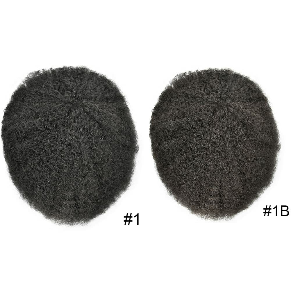 Afro Curl Mens Toupee 6MM African American Wig Full Poly PU Afro Curl System