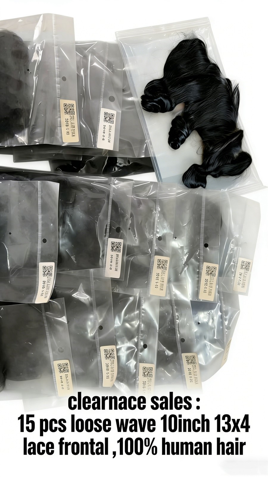 CLEARANCE 15pcs Loose Wave Lace Frontal 100% Human Hair Extension 10inch 13×4