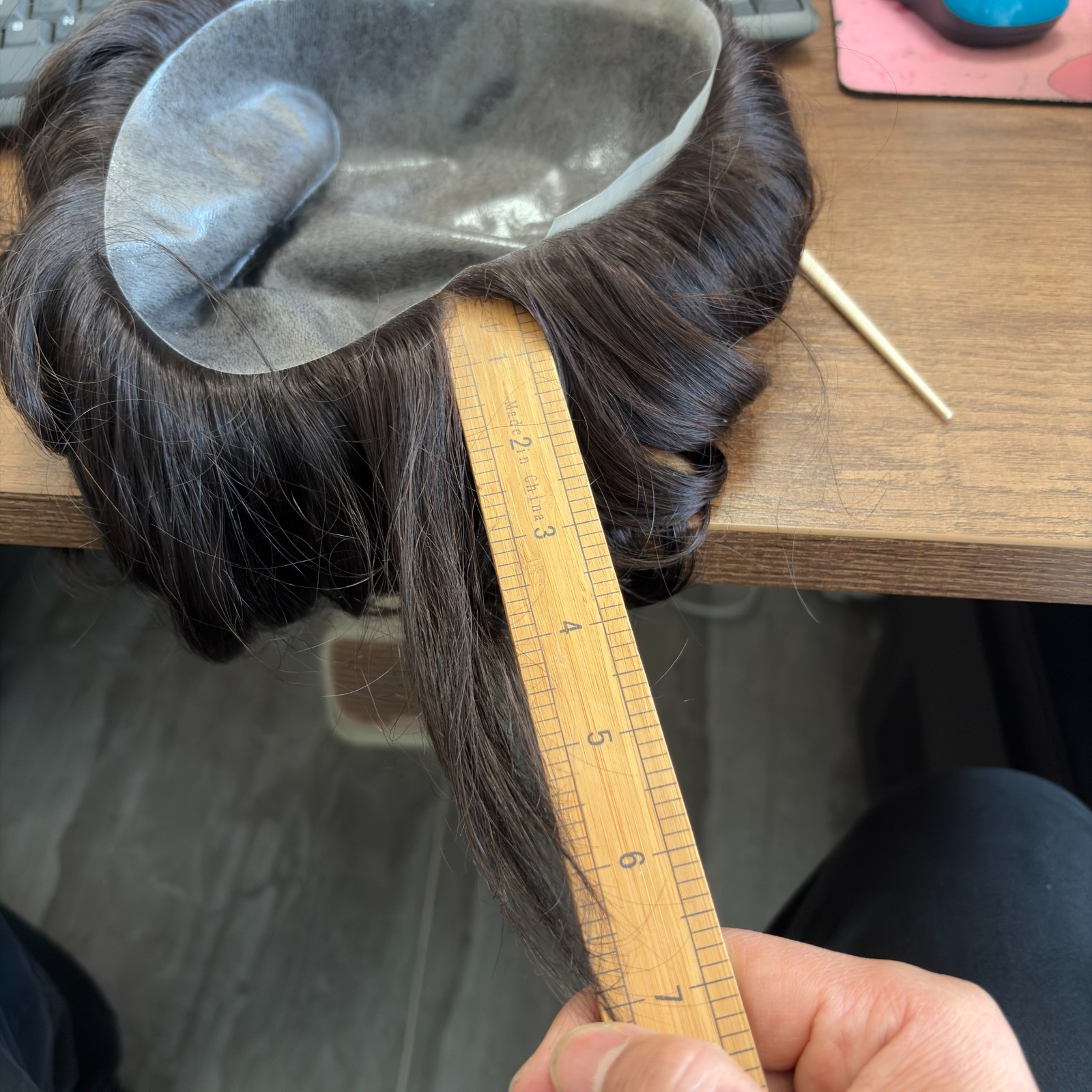 Injection Thin Skin 0.06-0.08mm Male Hair Prosthesis Real Natural Human Hair
