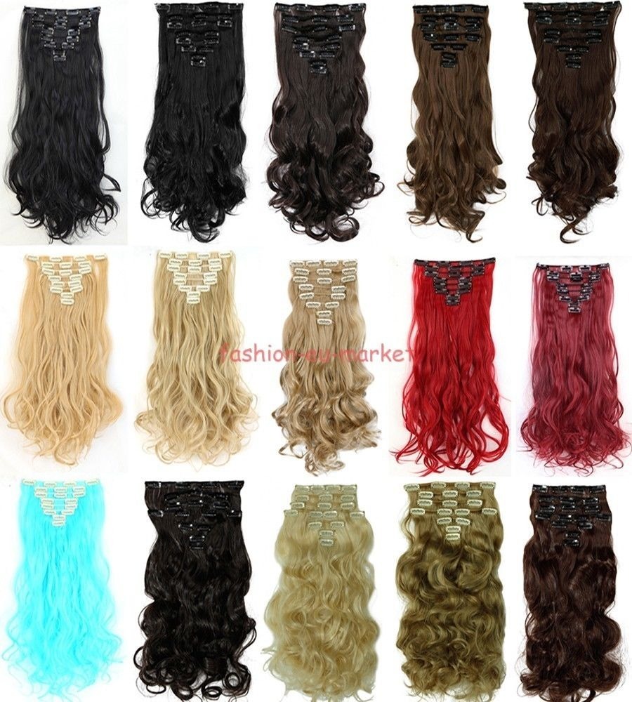 Real Thick Clip In Hair Extensions 8 Pieces Full Head Hair Extentions Human Made