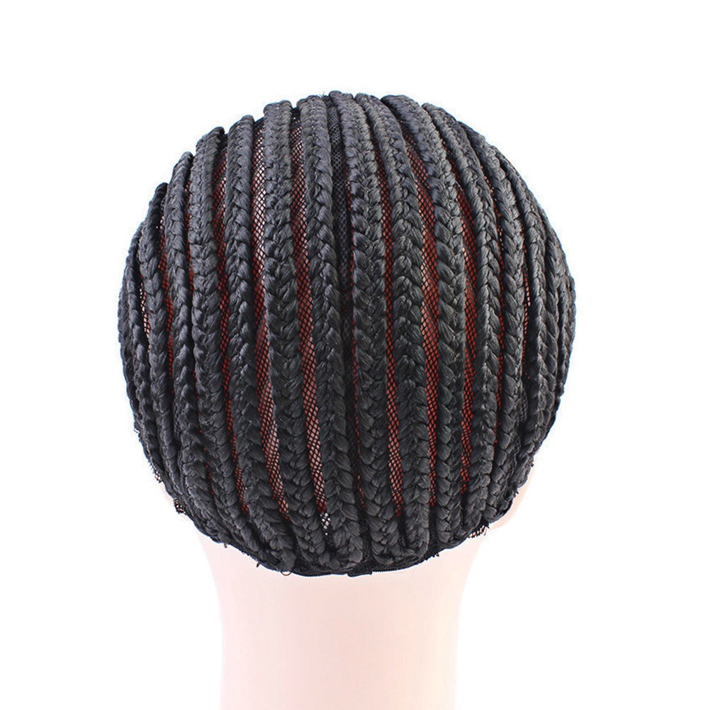 2Pcs Cornrow Wig Cap Black Elastic with Side Combs Comfortable for Sew-in Wigs