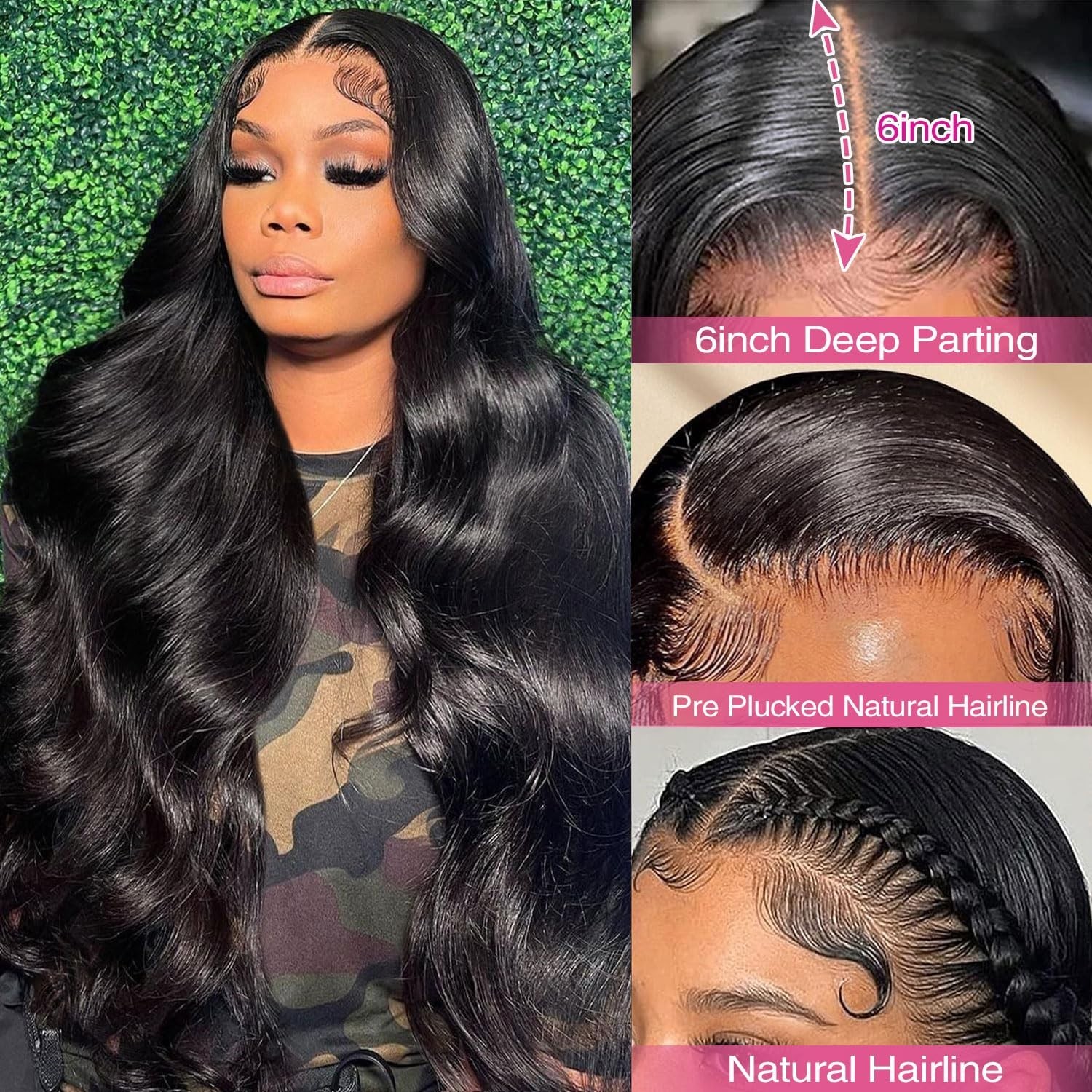Luxury 30-Inch 13×6 Lace Front Wig – 200% Density Human Hair in Natural Black