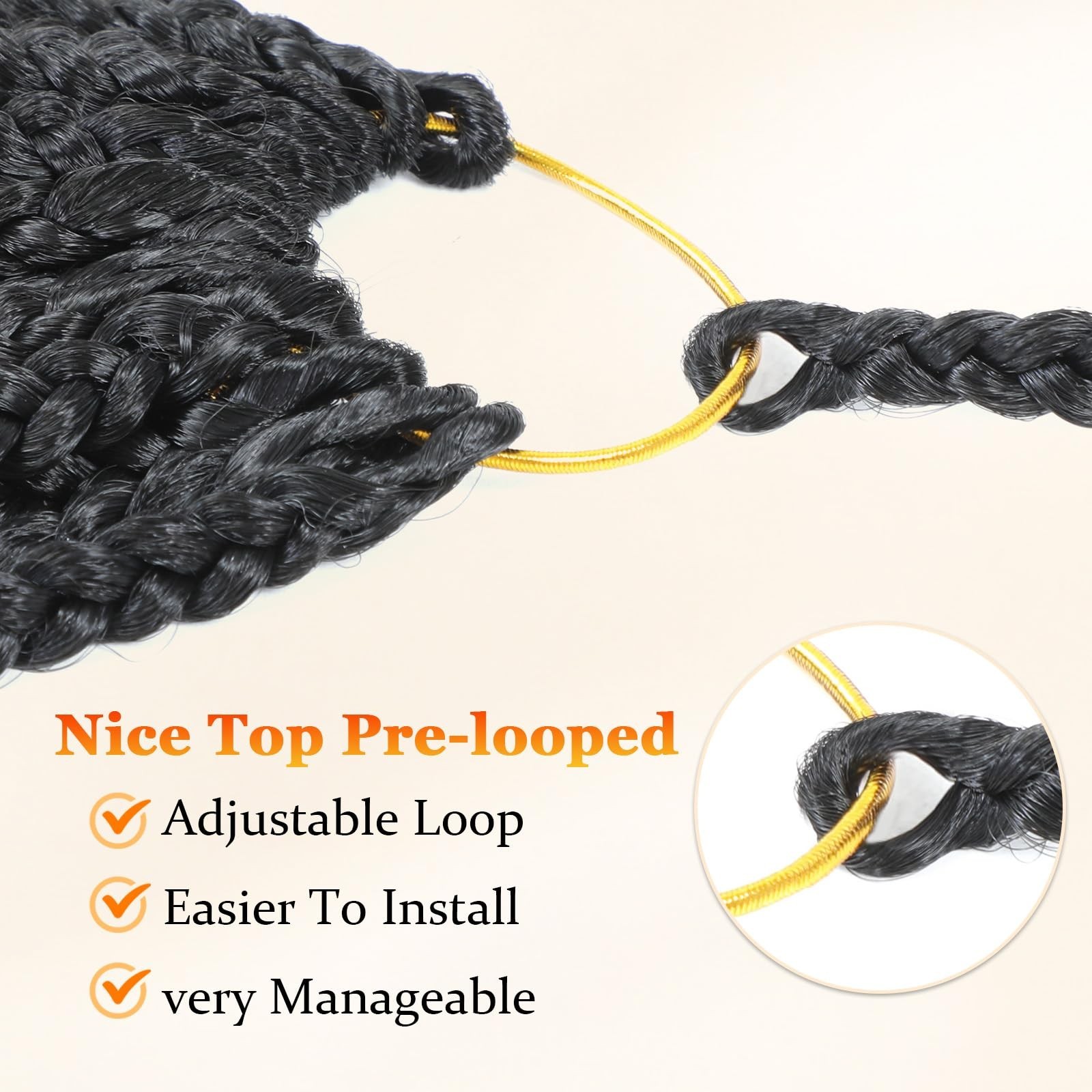 14 Inch Goddess Box Braids Crochet Hair Curly Ends 9 Packs Pre Loop… Fast Ship