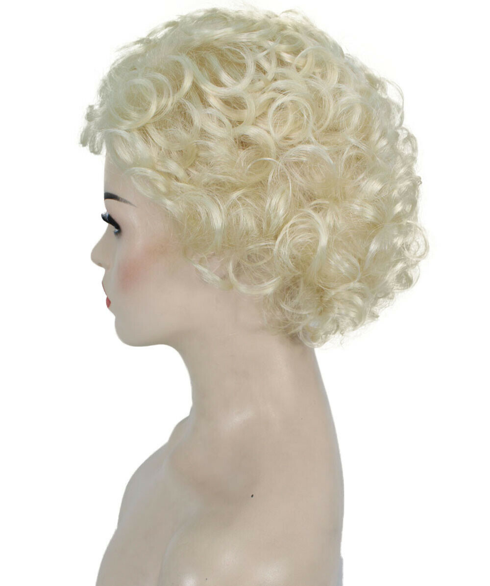 Monroe – Curly Kanekalon Synthetic Fiber Full Wig, 4 – 4.5 in, Platinum Blonde