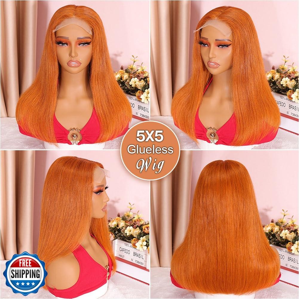 Ailwelia Wear and Go Glueless Bob Wig Human Hair 200% Density 5×5 HD Lace Clo