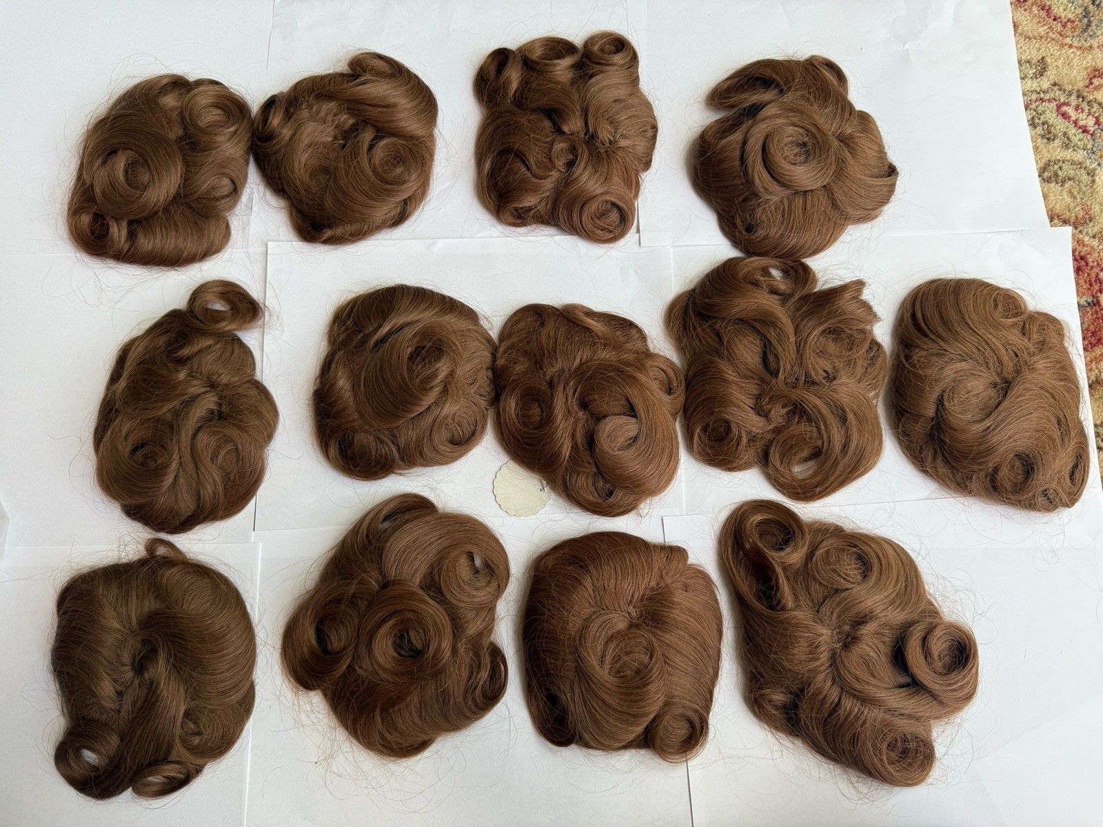 100% Human Hair Wiglet Light Brown 10 Messy Curly Swirls Clip Back Extension New