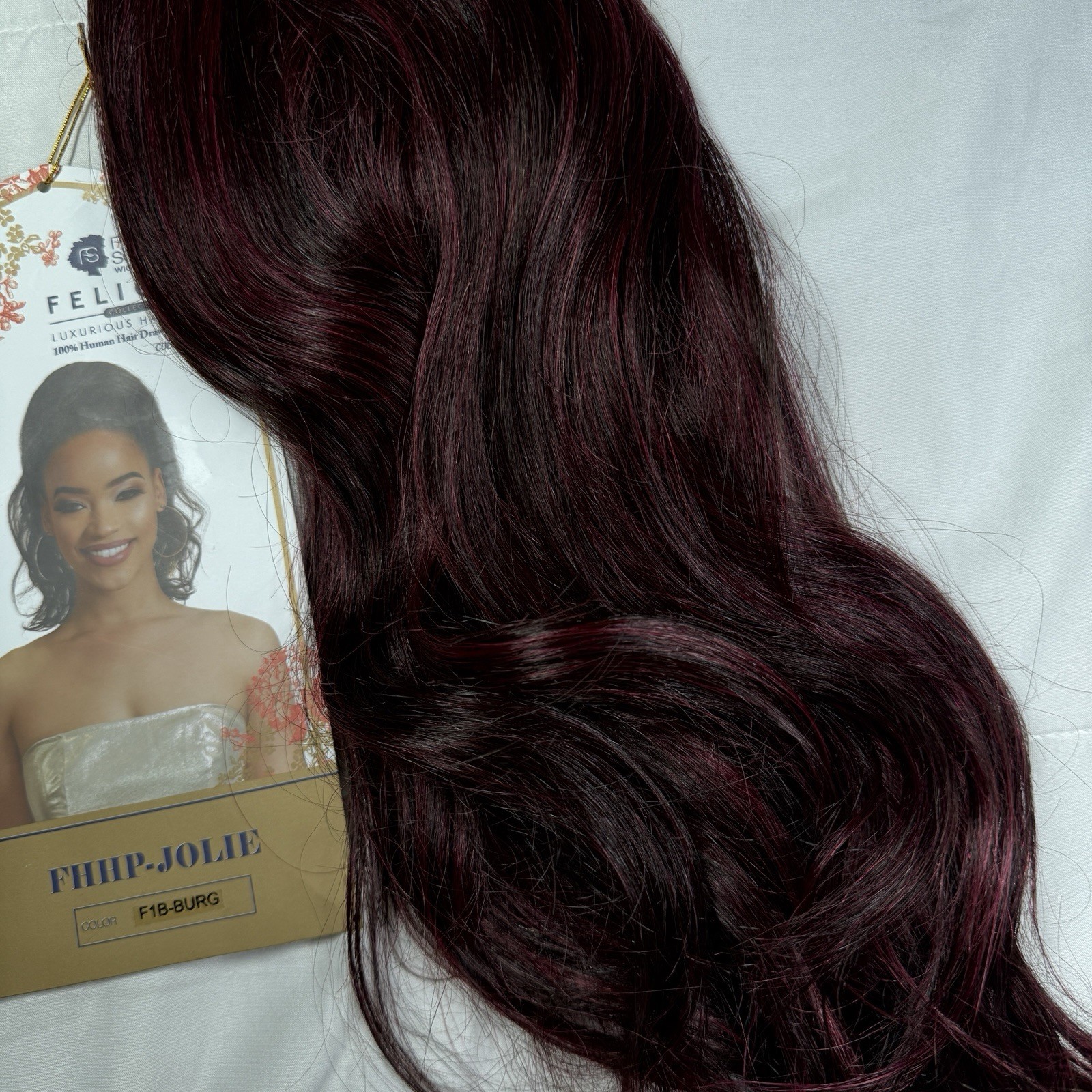 100% Human Hair Wig Ponytail Burgundy Drawstring Ponytail Color F1B/BURG