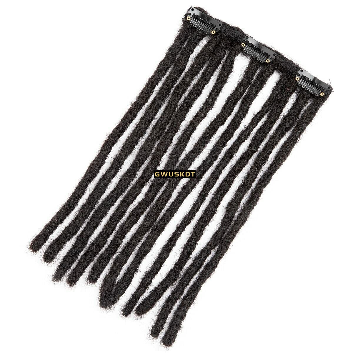 Dreadlocks 0.2 0.4 0.6 0.8cm black Real Human Hair Clip in Dreadlocks Extensions