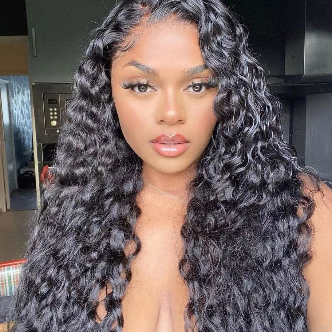 32 Inches Long Size Lace Front Wigs Human Hair 13×4 HD Transparent Deep Wave …