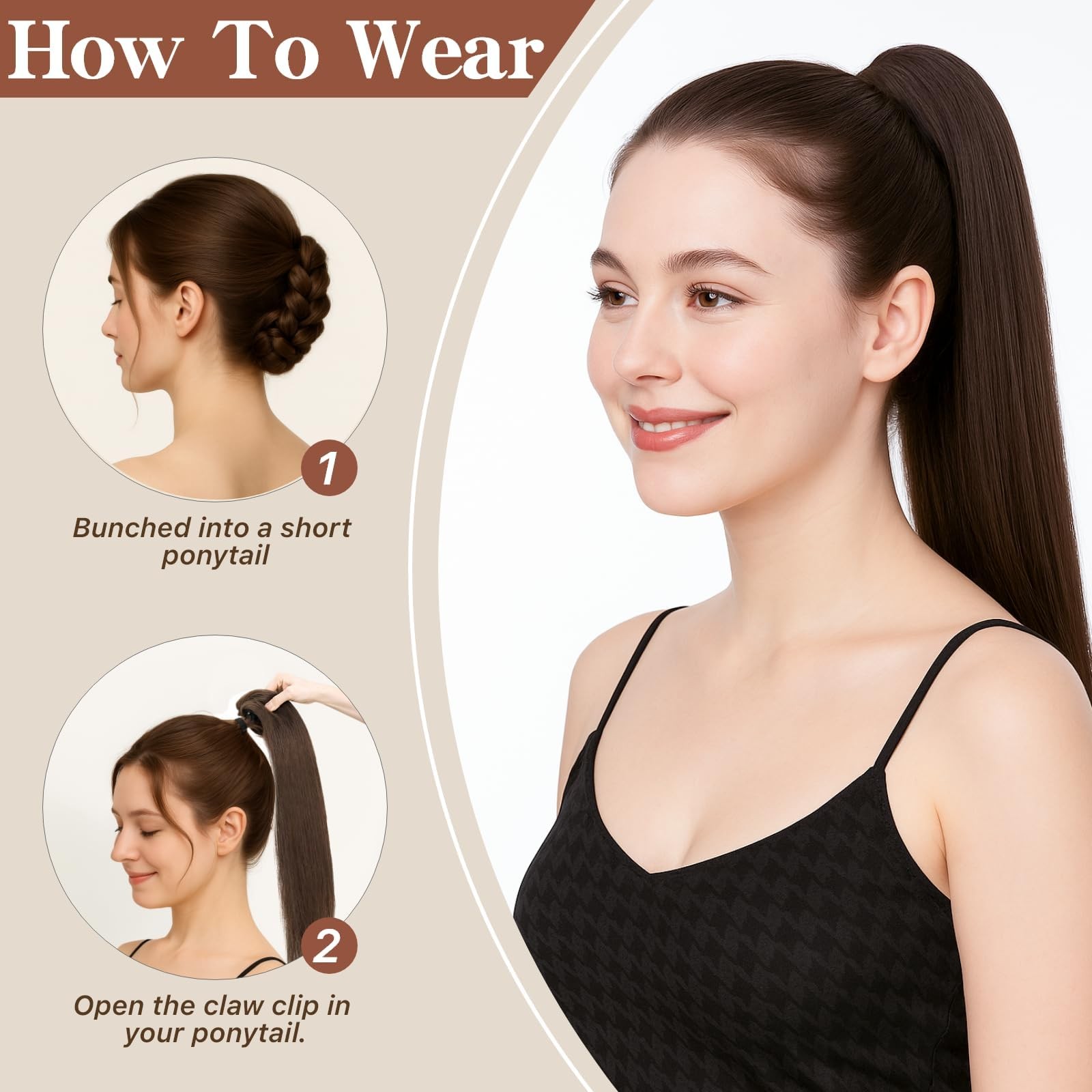 Tesshair Human Hair Ponytail Claw Clip Ponytail Extension Human Hair No 14 Inch