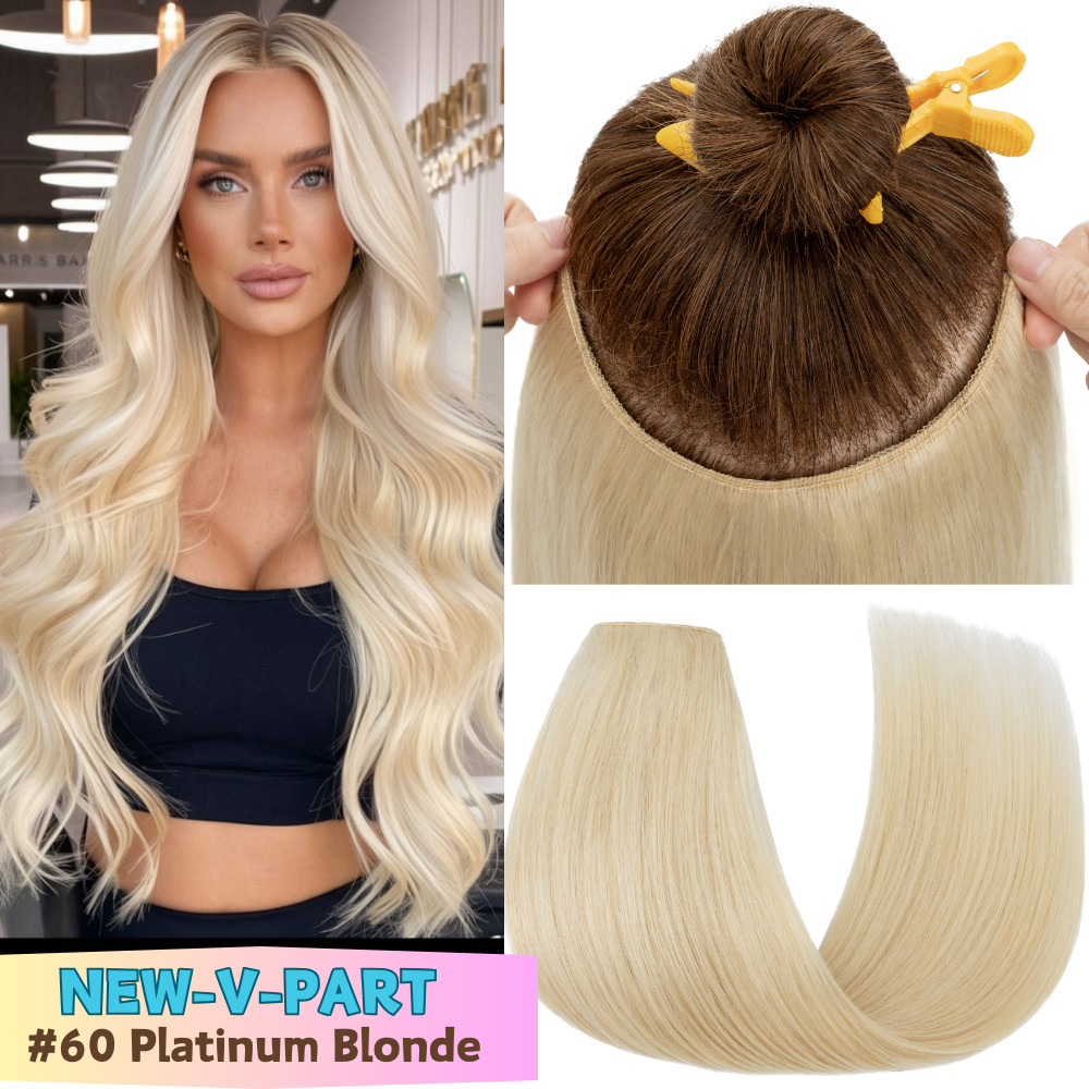 V Shape U Part One Piece THICK Clip in 100% Remy Human Hair Extensions Full Head