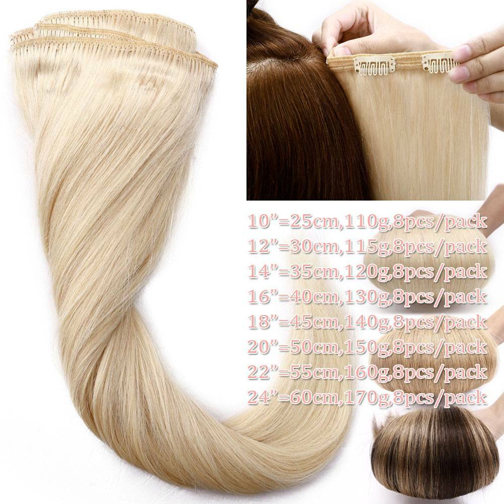 Brazilian Thick Clip In Double Weft Full Head 100% Human Hair Extensions Remy US