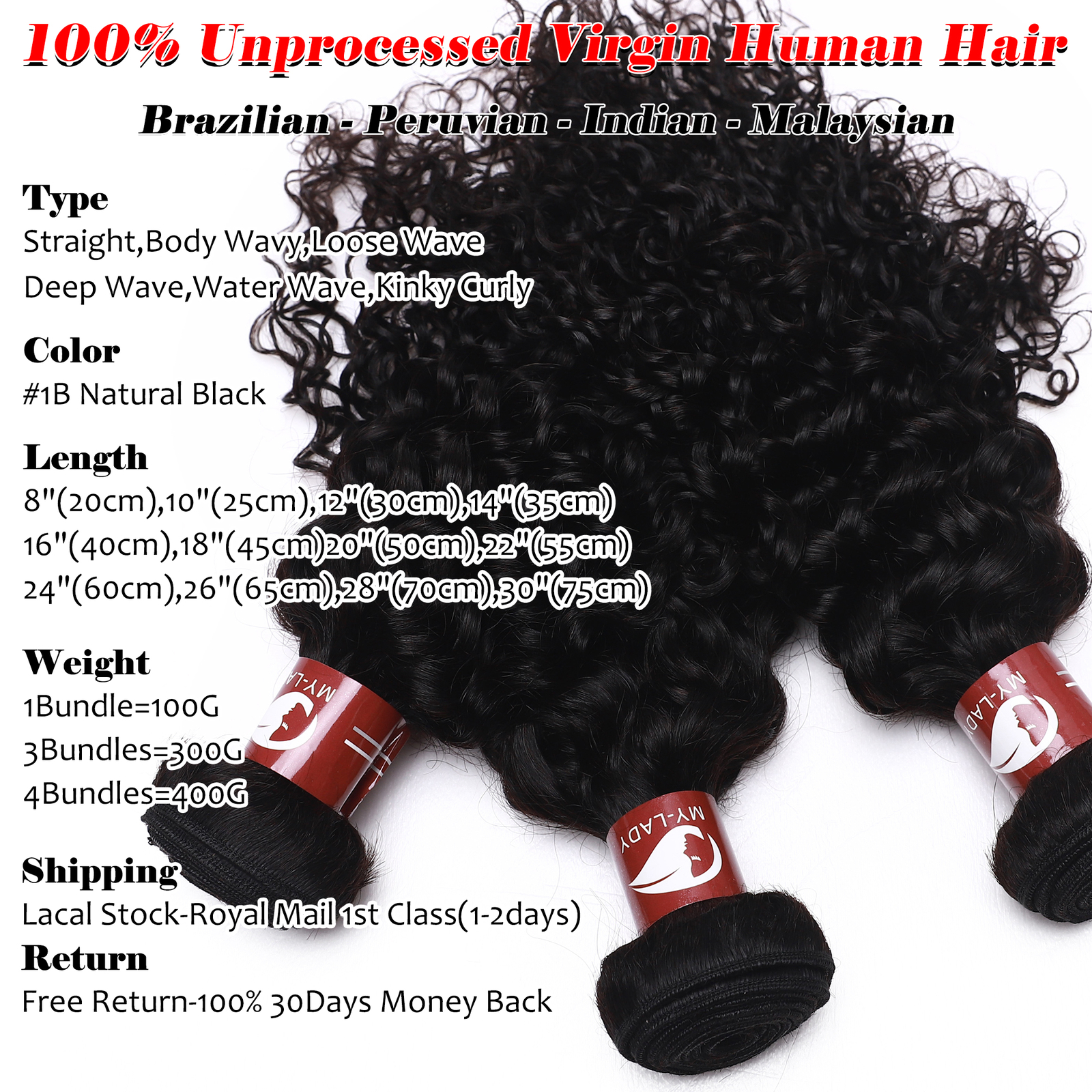 100% Human Hair Bundles Remy Virgin Hair Extensions Straight / Body / Water Wave