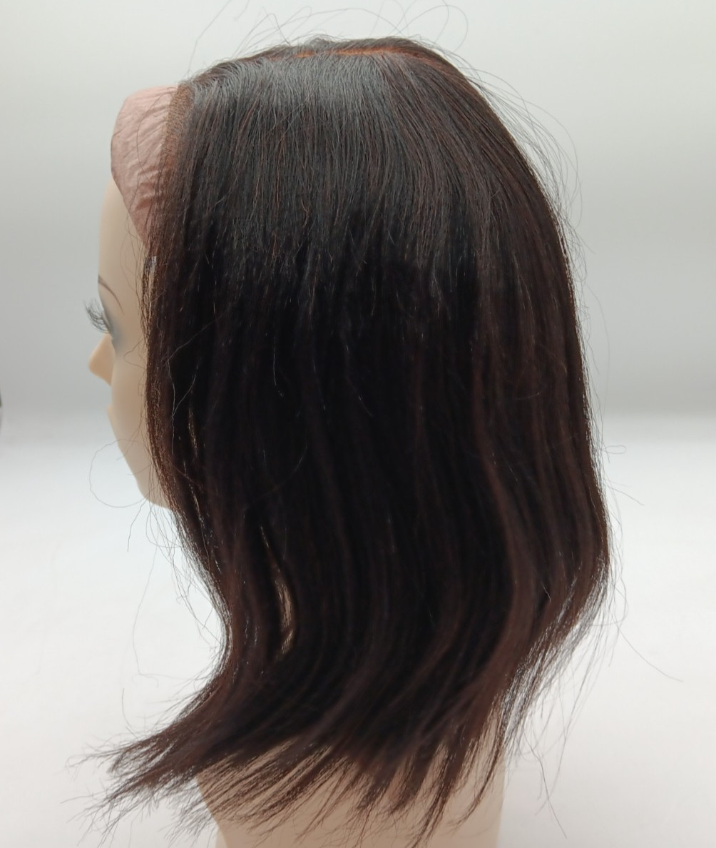 KLAIYI | Glueless Lace Wig | Black with Caramel Highlights | 12″ | MIDDLE PART