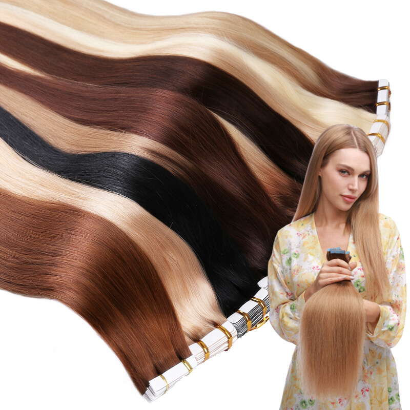 CLEARANCE Tape In Glue 100% Remy Human Hair Extensions Thick Full Head Beeline